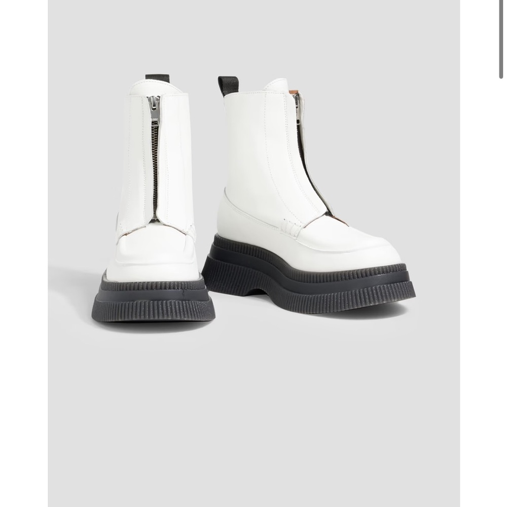 Ganni Creepers Wallaby Leather Zip Up Boots
